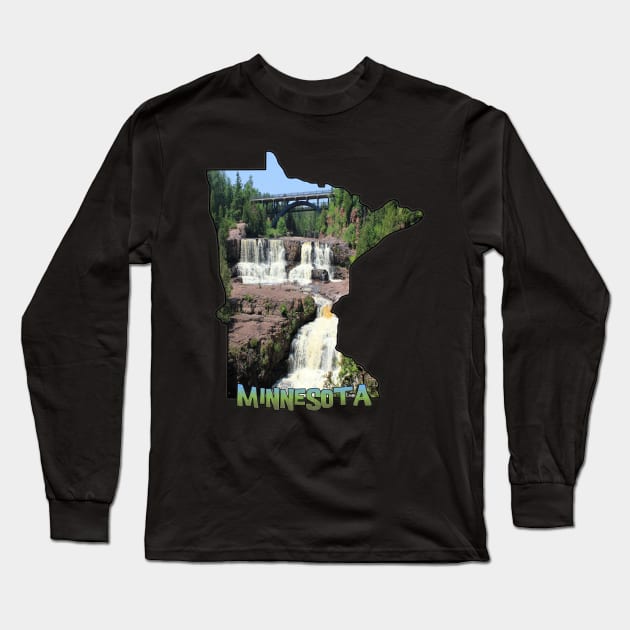 Minnesota State Outline (Gooseberry Falls State Park) Long Sleeve T-Shirt by gorff